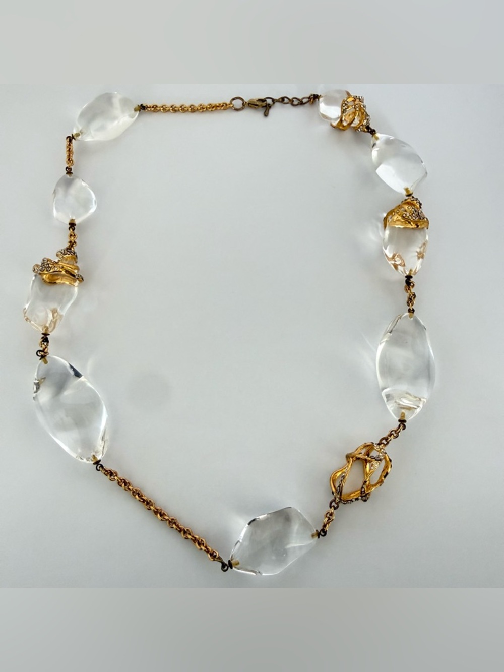 Alexis Bittar Liquid Vine necklace gold-tone metal, lucite, and crystals